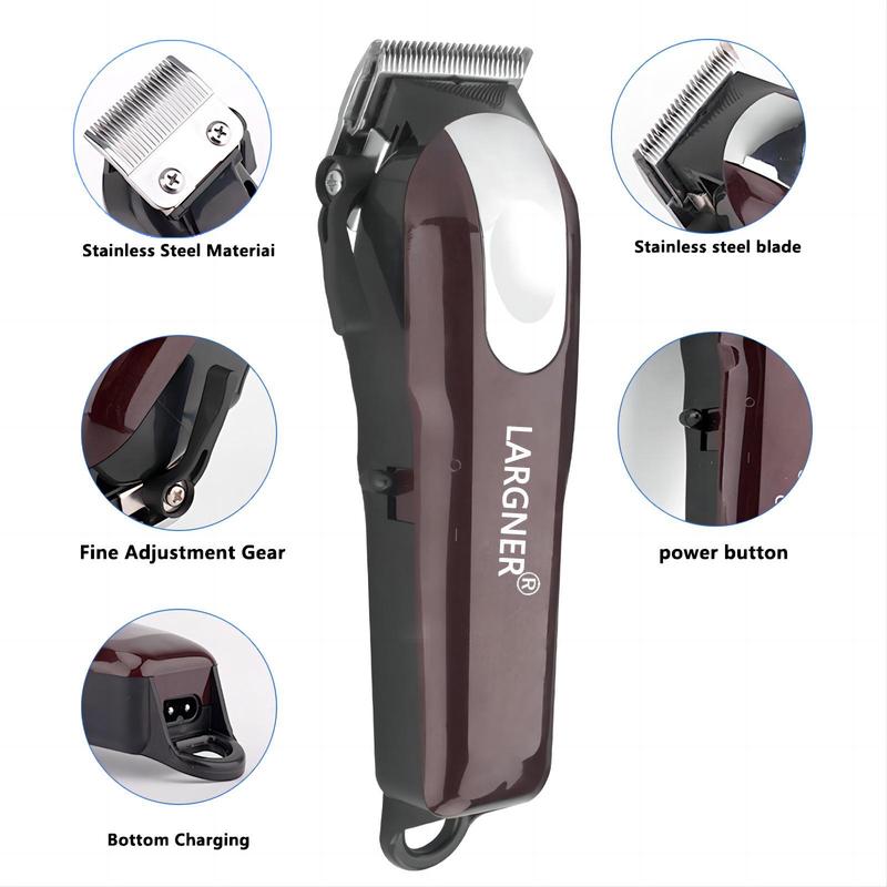 LARGNER Electric Hair Trimmer Kit, 1 Set Portable Hair Clipper with Limit Combs, Professional Hair Trimmer for Men, Great for Travel