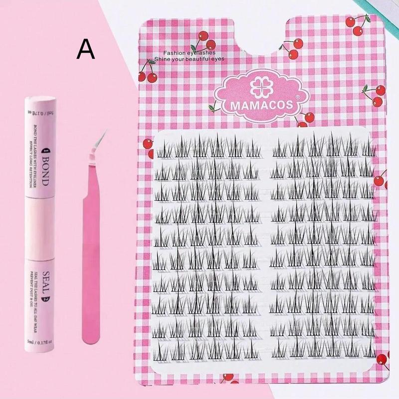 Individual False Eyelashes with Tweezers & Glue, 1 Box Natural Look Manga Eyelash for Extensions, False Eyelashes for Women & Girls