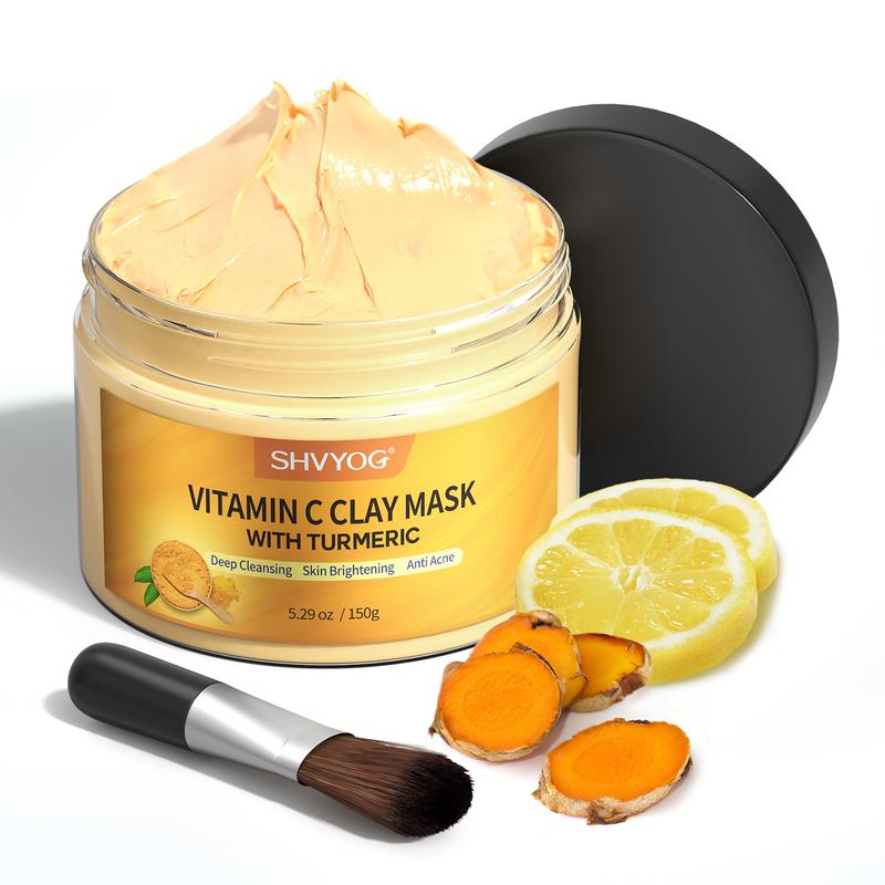 SHVYOG Vitamin C Face Mask with Kaolin Clay and Turmeric for Even Skin Tone, Skincare Facial Mask for Controlling Oil 5.29 O Organic Smooth Clay Mask Daily