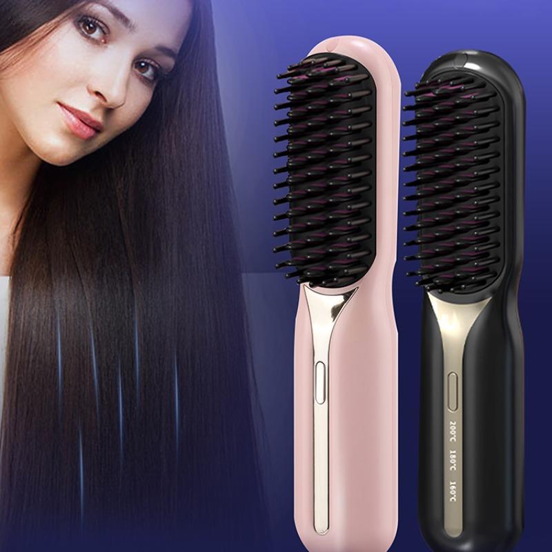 Cordless Hair Straightener, Electric Hair Straightening Brush, 3-speed Adjustable Temperature Straightening Styling Comb, Christmas Gift