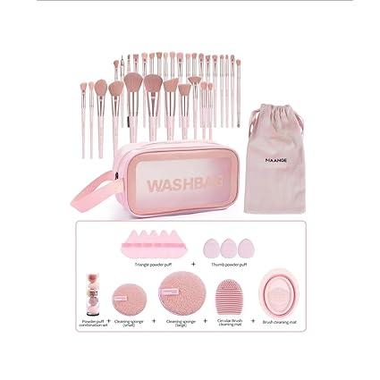 49 Pcs Makeup Tool Set with Makeup Brush, Makeup Eggs, Powder Puffs, Face Wash Puffs, Brush Cleaner Mat &Makeup Organizer Bag, Multi-functional Makeup Tool Kit for Beginners and Professional