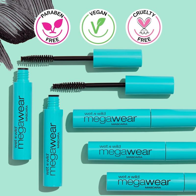 wet n wild Enhance and Define Megawear Mascara, Gentle Gel Volumizing Formula that Promotes Full & Healthy Lashes, Enriched with Soy Protein & Panthenol, Cruelty-Free & Vegan - Black