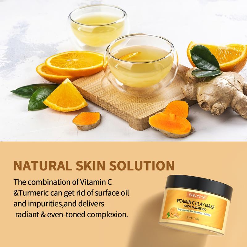 SHVYOG Vitamin C Face Mask with Kaolin Clay and Turmeric for Even Skin Tone, Skincare Facial Mask for Controlling Oil 5.29 O Organic Smooth Clay Mask Daily