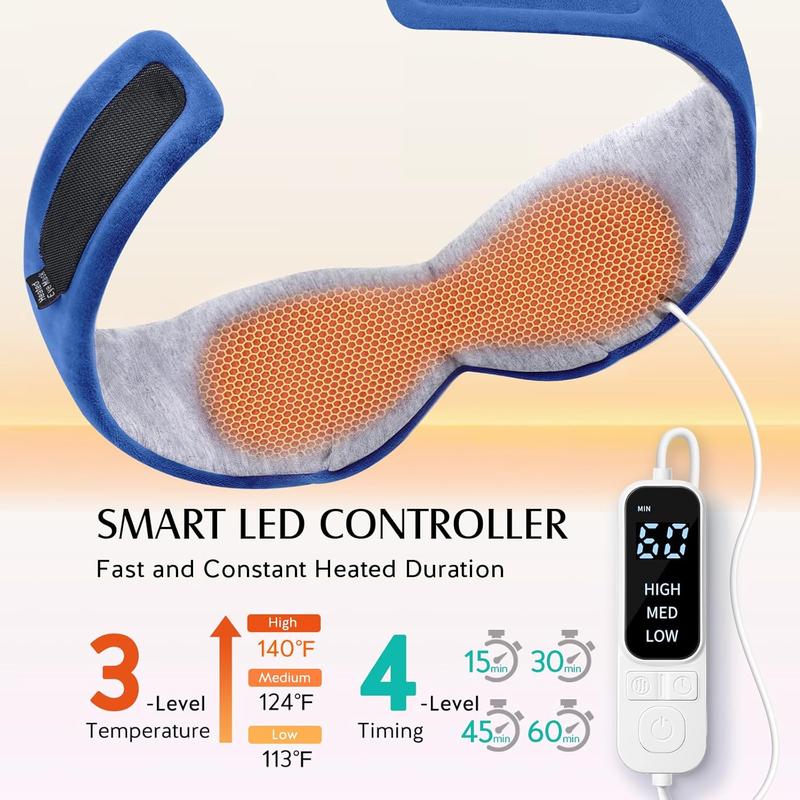 Heated Eye Mask, Warm Eye Compress Mask for Dry Eyes, USB Electric Eye Heating Pad with Temperature & Timer Control, Dry Eye Mask for Relax & Reduce Eye Strain Dark Circle Dry Eye Improve Sleep