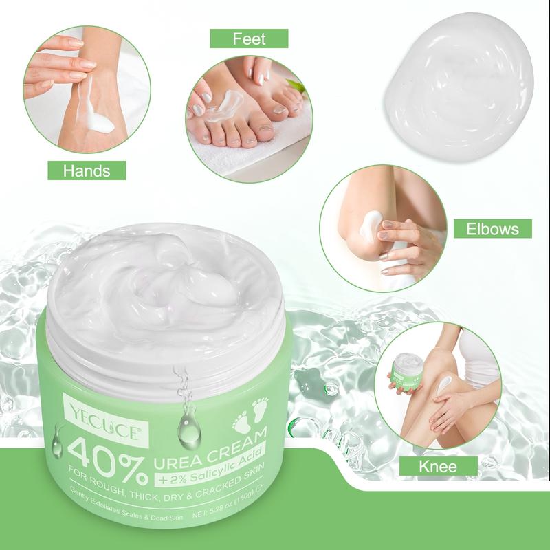 Urea Cream 40 Percent For Feet Plus 2% SalicylicAcid 5.29 oz, Foot Cream, and Hand CreamMaximum Strength with Hyaluronic Acid, TeaTree, and Aloe Vera For Deep Moisturizes, CallusRemover and Soften All Skin Types, Hydrating