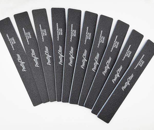 Nail File PrettyClaw 10pc Black Grit Rectangle Professional Acrylic Nail Files Plastic Center Double Sided Emery Board for Nails Washable 7 inch Nail File Acrylic Nails Gel Nails Gel-X Dip Powder Pedicure Nail Care