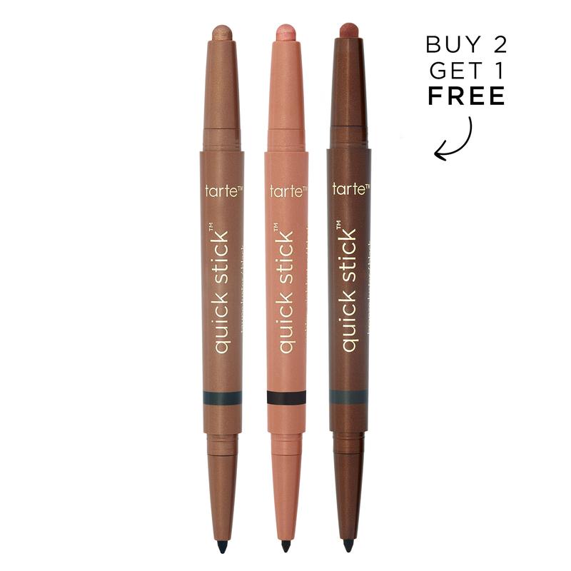 tarte quick stick eyeshadow trio - waterproof, cream shadow stick and liner