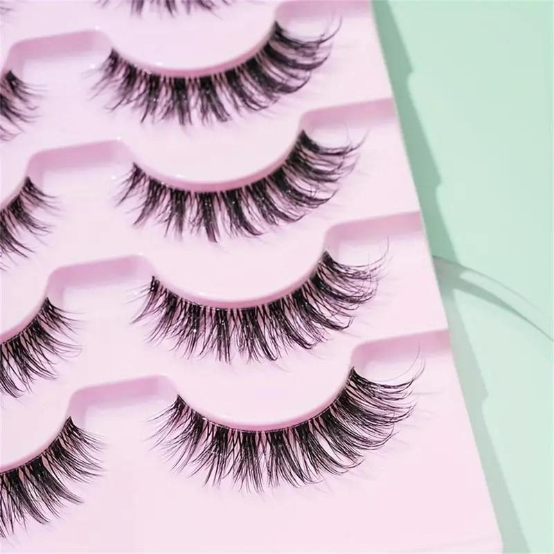 Natural Wispy False Eyelashes (7 Pairs), Crisscross Fish Tail Style Eyelash Extensions, Self Grafting False Eyelashes,  Eye Makeup Accessories