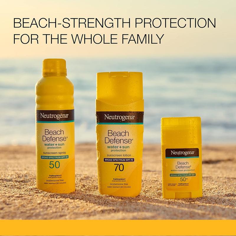 Neutrogena Beach Defense Face and Body Sunscreen Lotion with Broad Spectrum SPF 70, Offers UVA UVB Protection, Water Resistant and Oil Free Sun Protection, Oxybenzone Free and Fast Drying, 6.5 OZ