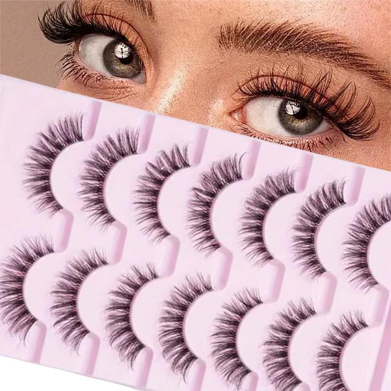 Natural Wispy False Eyelashes (7 Pairs), Crisscross Fish Tail Style Eyelash Extensions, Self Grafting False Eyelashes,  Eye Makeup Accessories