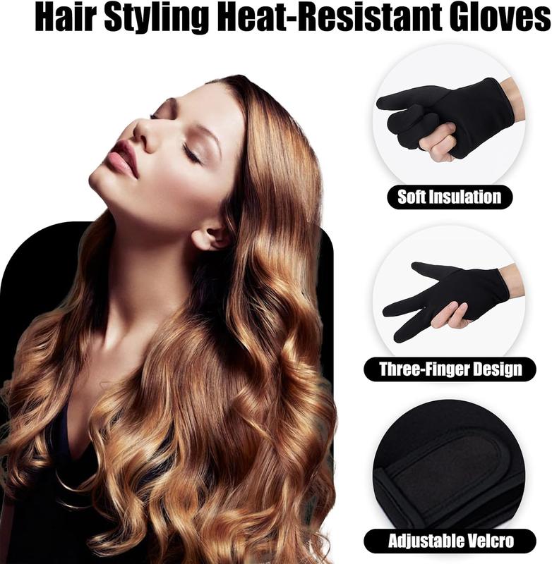 Professional Heat Resistant Gloves for  Styling - 3 Finger Mittens Curling Wand Glove Barber Glove Reusable  Dye Heat Protector Glove Protection Gloves