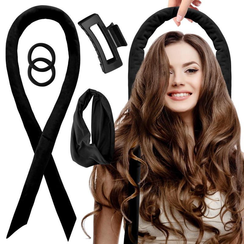 Heatless Hair Curling Set, 5 Counts set Overnight Heatless Hair Curling Tool with Hair Tie & Hair Clip, Hair Styling Tool for Women & Girls