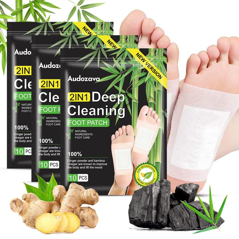 Bamboo Vinegar & Ginger Foot Pads - Detox & Relaxation, Adhesive Cleansing Sheets for Soothing Foot Care