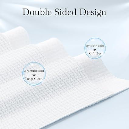 100 Count (2 Box) XL Disposable Face Towels 10” x 12”, 100% Viscose Fibre, Soft & Skin Friendly Face Towelettes Disposable, Facial Tissue Face Wipes for Women Cleansing