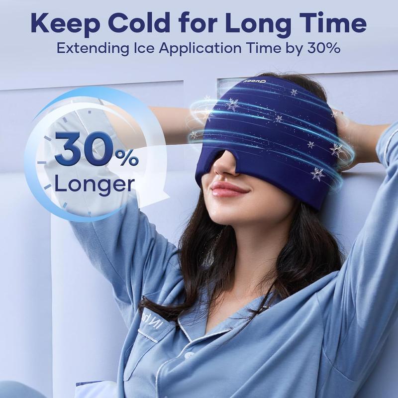 Migraine Headache Relief Cap, Qnoon Headache Migraine Cap Hat, Odorless Ice Pack for Injuries Reusable with Hot Cold Gel for Migraine and Stress Relief