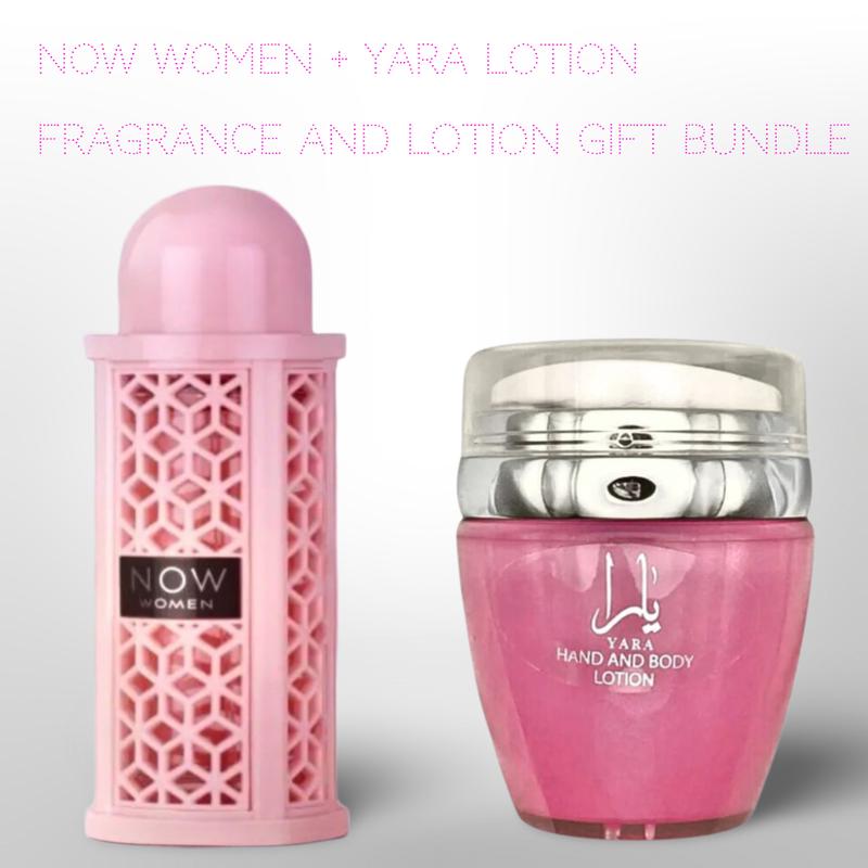 Lattafa Perfumes Now Women + Yara Moisturizing Hand & Body Lotion - Value Bundle - Fragrance and lotion Gift Bundle