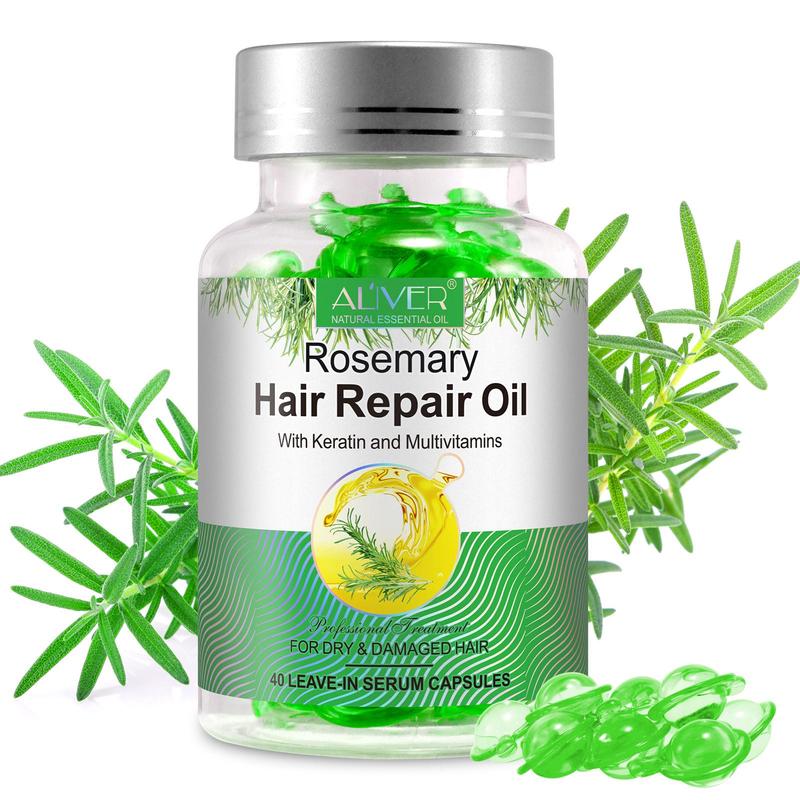 Rosemary Oil Capsules, 1 Set 40 Capsules Hair Care Oil, Deep Moisturizing & Smoothing Hair Treatment Oil for Women & Men