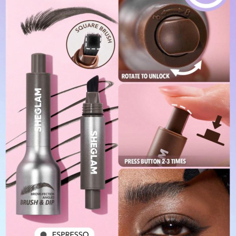 SHEGLAM Brow-Fection Angled Brush & Dip-Espresso Hair-Like Strokes Liquid Eyebrow Gel Pen for Easy, Natural, and Long-Lasting Outlining and Filling Eyebrow Makeup