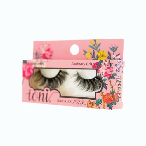 (12 Pairs) Ioni Feathery Crisscross Curl Lashes - 3D Faux Mink