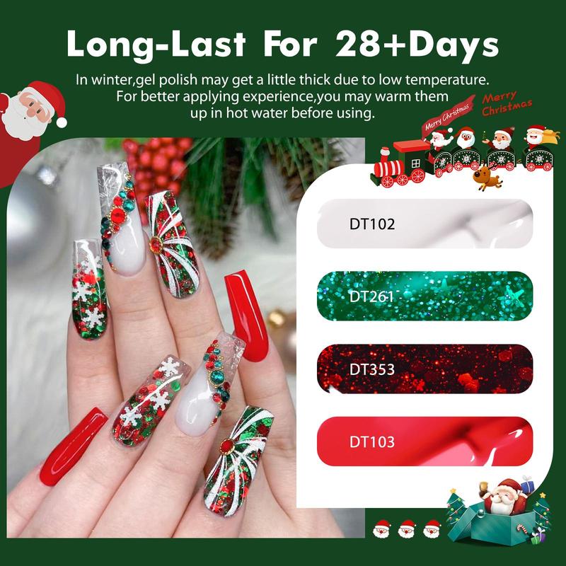 Color Gel Nail Polish Set, 12pcs set Winter Colors Semi Permanent Sparkle Gel Nail Varnish, UV LED Soak Off Gel Nails Lacquer