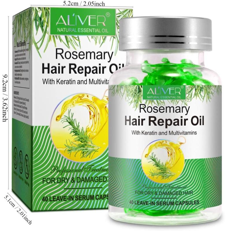 Rosemary Oil Capsules, 1 Set 40 Capsules Hair Care Oil, Deep Moisturizing & Smoothing Hair Treatment Oil for Women & Men