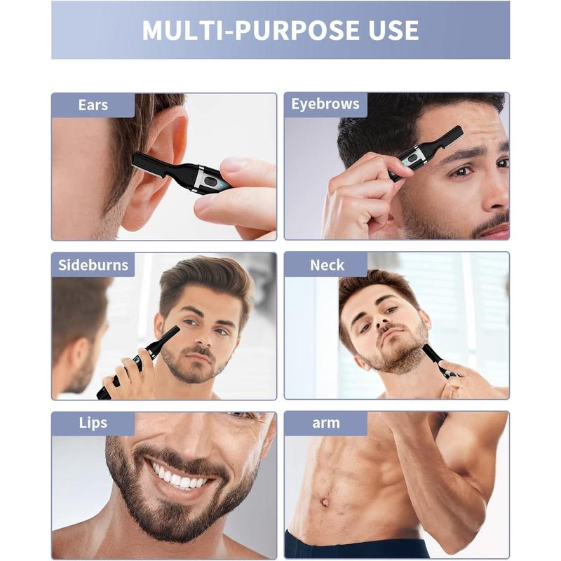 Eyebrow Trimmer, Electric Eyebrow Razor for Women Men, Rechargeable Painless LED Light Facial Hair Shaver Remover with Reable Blade for Face Lips Neck Leg