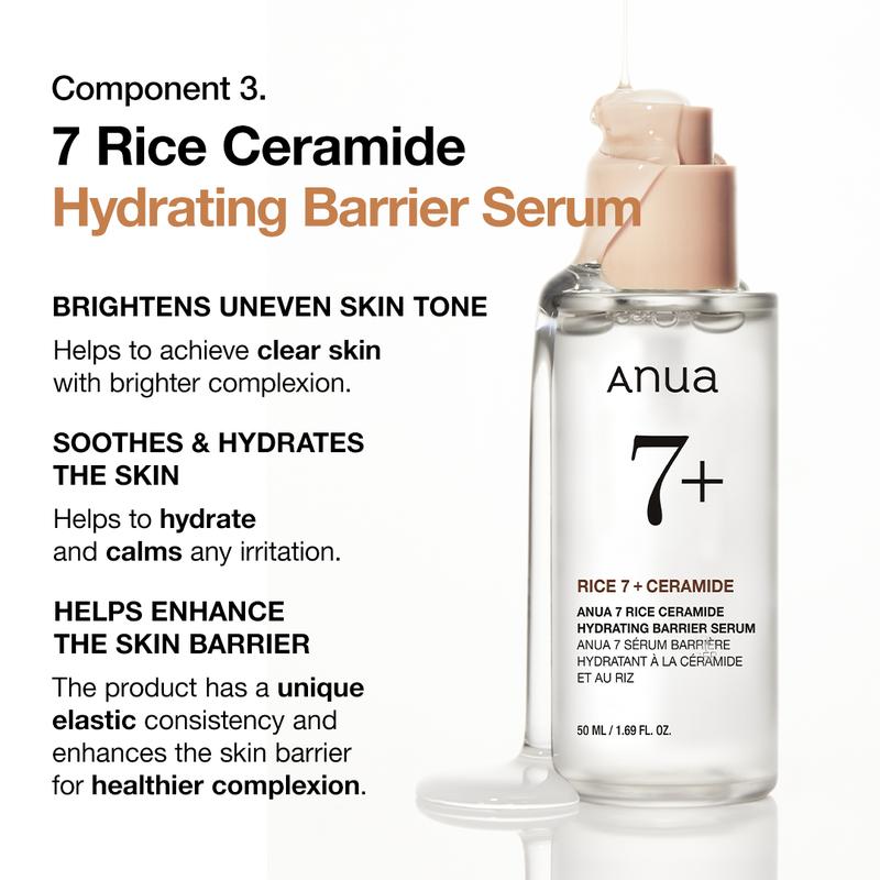 [Anua Official Shop] Korean Rice Glass Skin set ｜Rice enzyme mask, Facial cleanser, Lightweight Milky Toner, Brightening serum, Comfort skincare