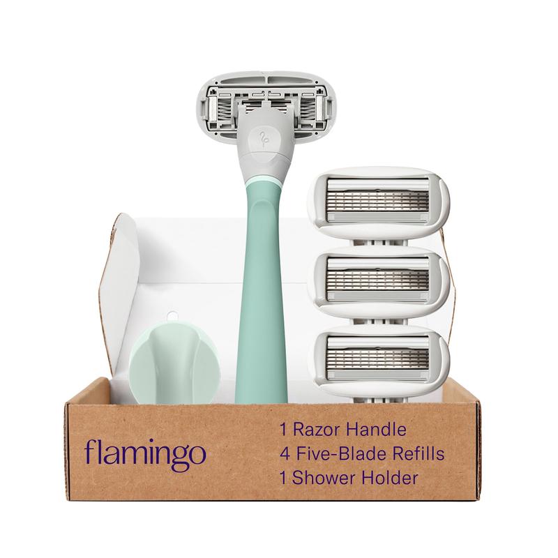 5-Blade Razors for Women - 1 Razor Handle + 4 5-Blade Refills + 1 Shower Holder - Sage