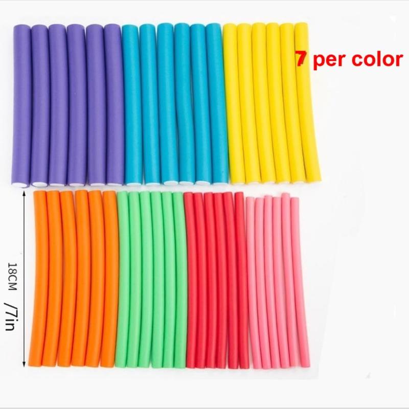 Heatless Flexible Hair Roller, 42pcs set Flexible Twist Hair Rollers Set, Soft Foam Curling Rods for Short Medium Long Hair, Hair Styling Accessories for Barber Shop & Home LGBT