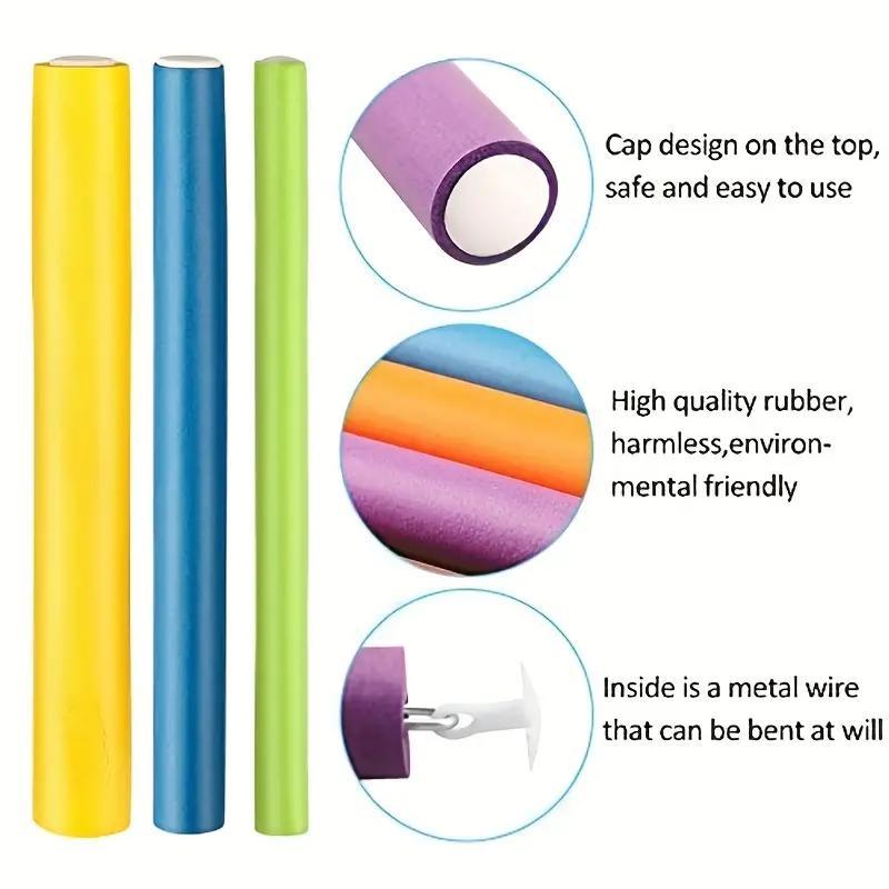 Heatless Flexible Hair Roller, 42pcs set Flexible Twist Hair Rollers Set, Soft Foam Curling Rods for Short Medium Long Hair, Hair Styling Accessories for Barber Shop & Home LGBT