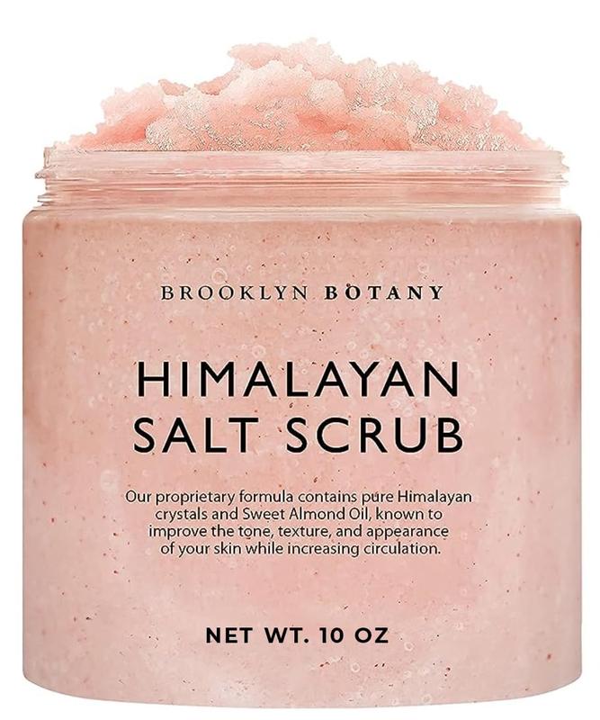 Brooklyn Botany Himalayan Salt Body Scrub - Moisturizing and Exfoliating Body, Face, Hand, Foot Scrub - Fights Stretch Marks, Fine Lines, Wrinkles - Great Gifts for Women & Men - 10 oz