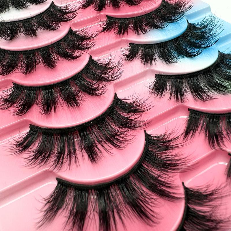 Fluffy False Eyelashes Cluster, 10 Pairs Wispy Faux Lashes, Natural Curling Eye Makeup Strip Lashes, Full Volume Eyelash for Lashes Extensions