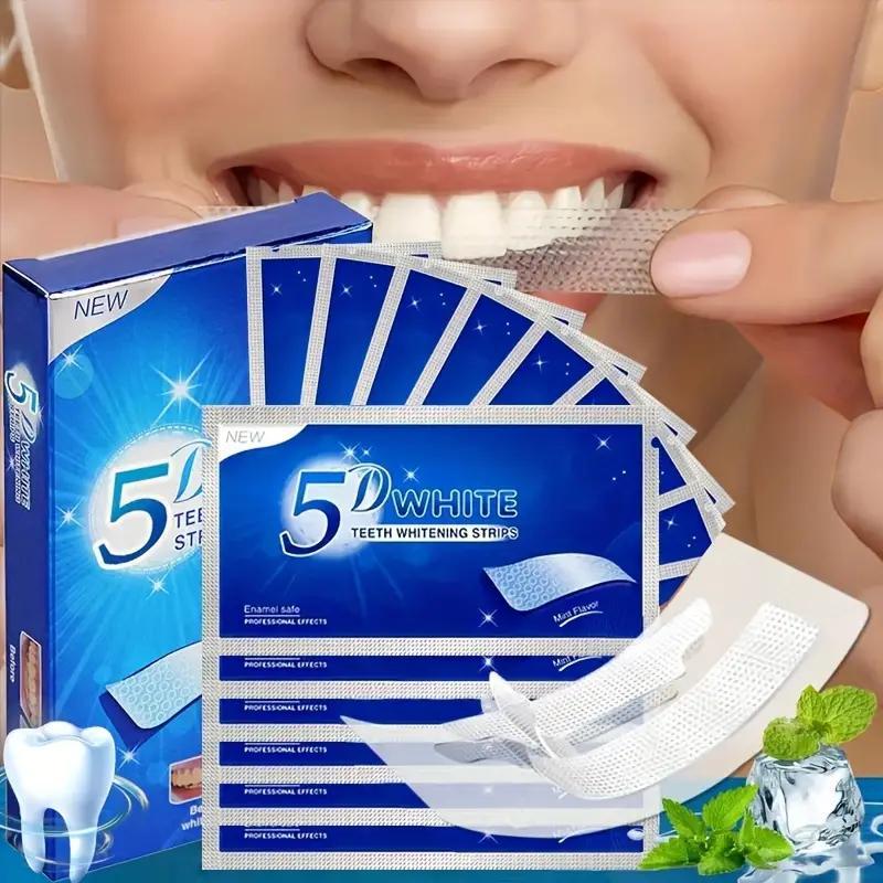 Teeth Whitening Strips - 16 Treatments with - Professional & Express Enamel-Safe Strips for Sensitive Teeth - Non-Slip, Dry Strip TechnologyMultiple Pairs 5D Teeth Strips, Teeth Whitening Strips Cleansing, Deep Cleansing Teeth For Daily Oral Care