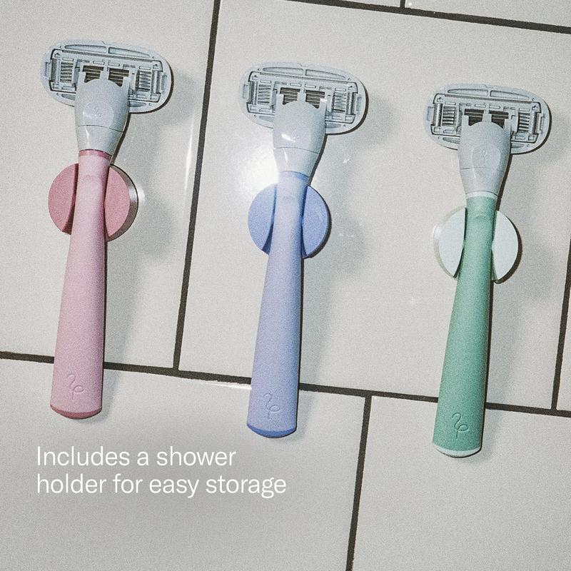 5-Blade Razors for Women - 1 Razor Handle + 4 5-Blade Refills + 1 Shower Holder - Sage