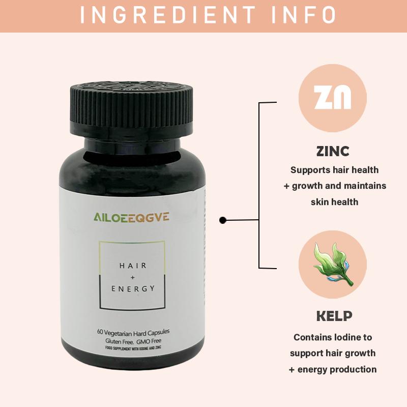 AILOEEQGVE Hair Formula - Vitamins for Hair Growth and Energy with Zinc and Iodine 60 Capsules Hair Loss Supplement for Men and Women