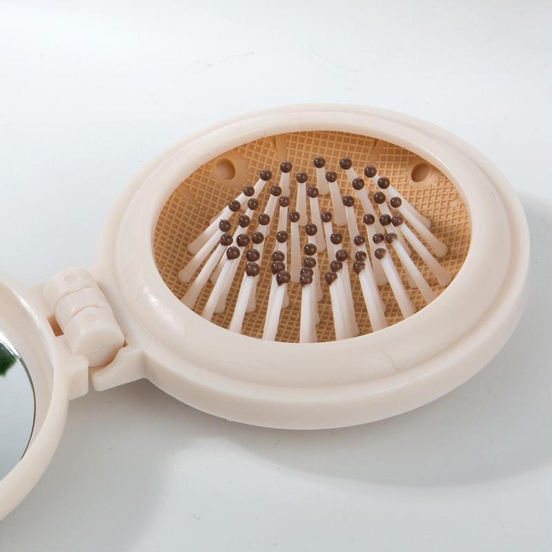 Mini Portable Air Cushion Comb with Mirror, Wet Dry Hair Detailing Comb, Foldable Scalp Massage Comb for Daily Use