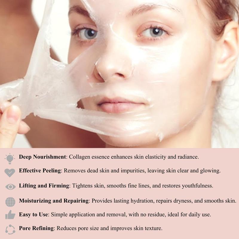 Collagen Night Wrapping Mask, 3 Counts set Hydrating Facial Mask with Brush, Moisturizing Facial Skin Care Mask, Face Mask for Women & Men, Christmas, Christmas Gift