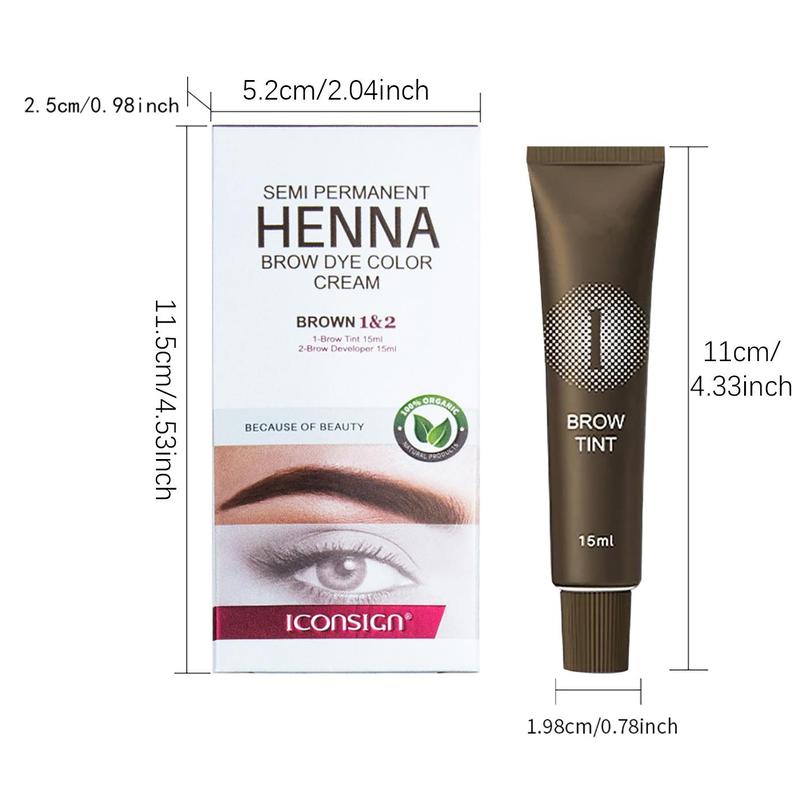 Henna Brow Dye Color Cream Set, 1 Long Lasting Brow Tint Cream & 1 Brow Developer & 3 Lip Brush & 3 Mascara Brush & 1 Paste Spoon & 1 Pair Disposable Gloves, Christmas, Christmas Gift