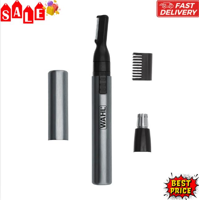 Wahl Micro Groomsman Battery Personal Trimmer for Hygienic Grooming with Rinseable, Interchangeable Heads for Eyebrows, Neckline, Nose, Ears, & Other Detailing - 05640-600