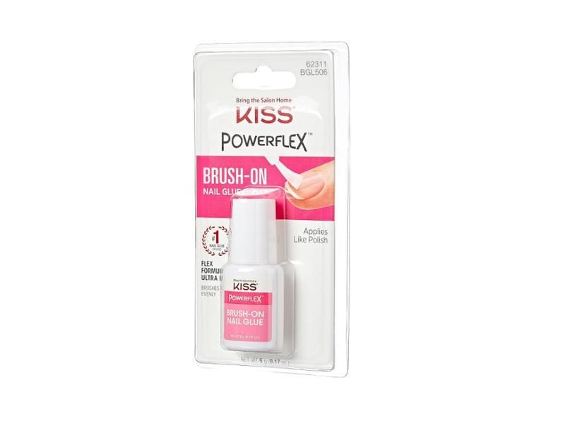 KISS PowerFlex Brush-On Nail Glue for Press On Nails, Ultra Hold Flex Formula Nail Adhesive, Includes One Bottle 5g (0.17 oz.) with Twist-Off Cap & Brush Applicator