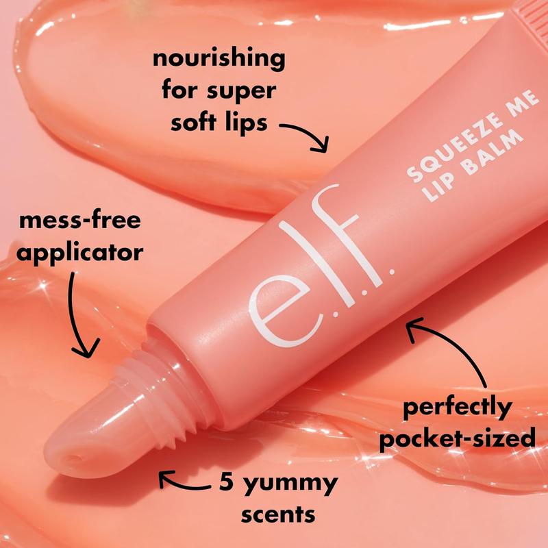 e.l.f. Squeeze Me Lip Balm – Moisturizing Tinted Lip Balm with Hyaluronic Acid, Vegan & Cruelty-Free, 5 Flavors for Dry Lips Skincare Moisture Shea