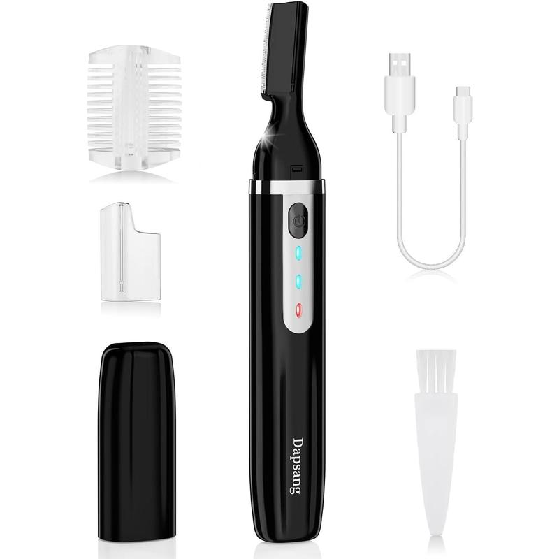 Eyebrow Trimmer, Electric Eyebrow Razor for Women Men, Rechargeable Painless LED Light Facial Hair Shaver Remover with Reable Blade for Face Lips Neck Leg