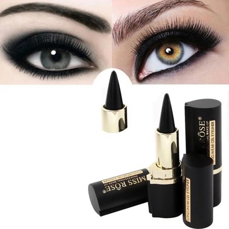 Black Eyeliner Pencil Waterproof Eye Enhancing Stick Solid Thick Gel Smooth 24 Hours Long Lasting Smoky Eye Liner Cosmetic Beaut Smudgeproof Lipliner Makeup