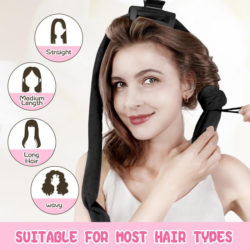 Heatless Hair Curling Set, 5 Counts set Overnight Heatless Hair Curling Tool with Hair Tie & Hair Clip, Hair Styling Tool for Women & Girls