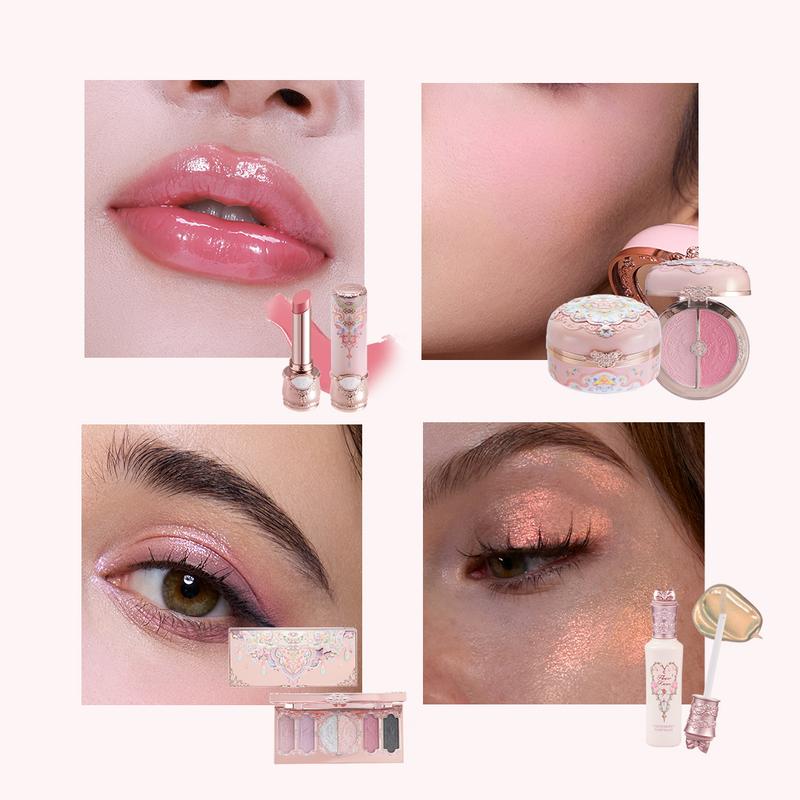 Flower Knows Pink Bliss Set - Holiday Limited Full Face Makeup Set for Cool-Tone, 8 Pieces - Lipstick, Blush, Eyeshadow Palette, Highlighter and Exclusive Gifts