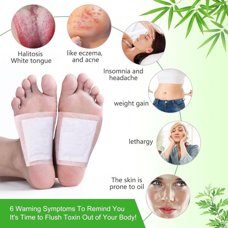 Bamboo Vinegar & Ginger Foot Pads - Detox & Relaxation, Adhesive Cleansing Sheets for Soothing Foot Care