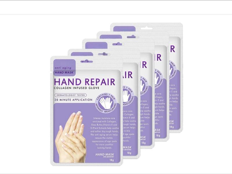 5Pairs Hands Moisturizing Gloves, Hand Skin Repair Renew Mask Infused Collagen, Vitamins + Natural Plant Extracts