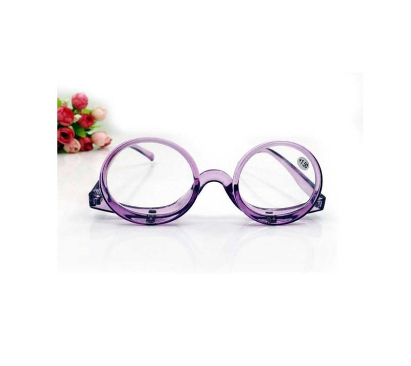 Cosmetic 2-In-1 Makeup Glasses with Magnified Mirror and Flip Down Tool