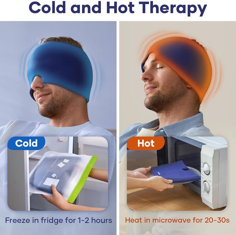 Migraine Headache Relief Cap, Qnoon Headache Migraine Cap Hat, Odorless Ice Pack for Injuries Reusable with Hot Cold Gel for Migraine and Stress Relief