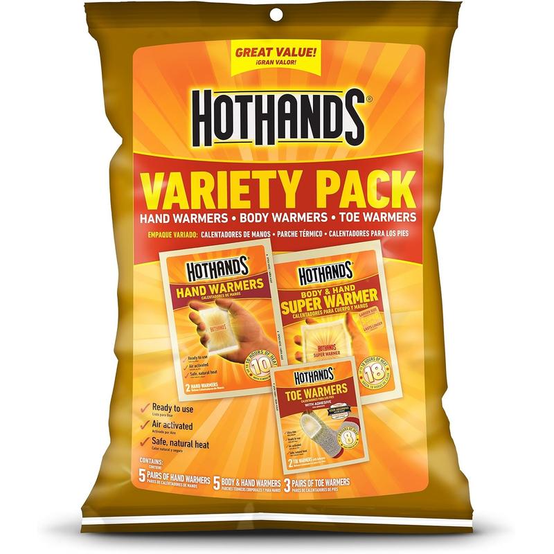 HotHands Toe, Hand, & Body Warmer Variety Pack - Long Lasting Safe Natural Odorless Air Activated Warmers